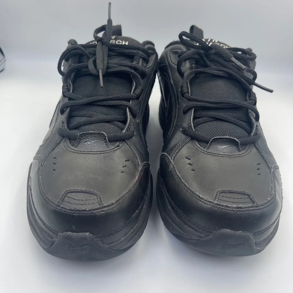 Nike Air Monarch IV Men's Black Leather Training Shoes Size 10 4E Extra Wide